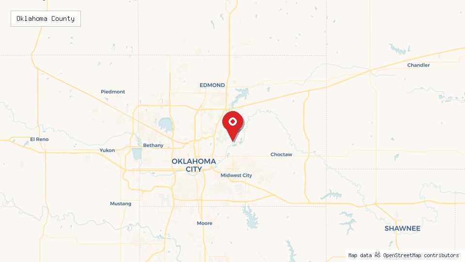 Street map of Oklahoma County with location pin