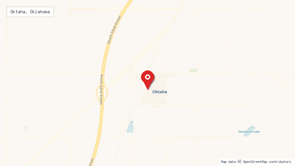Street map of Oktaha, Oklahoma with location pin