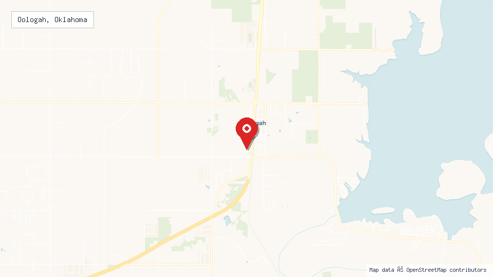 Street map of Oologah, Oklahoma with location pin