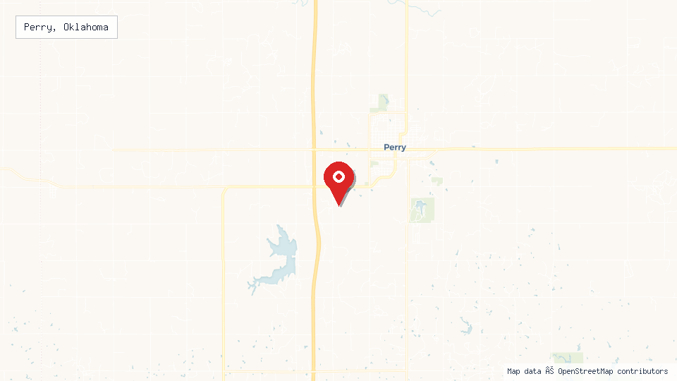 Street map of Perry, Oklahoma with location pin