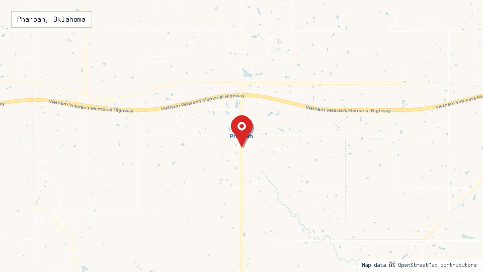 Street map of Pharoah, Oklahoma with location pin