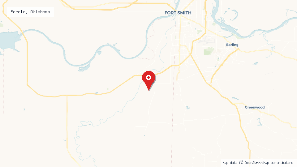 Street map of Pocola, Oklahoma with location pin