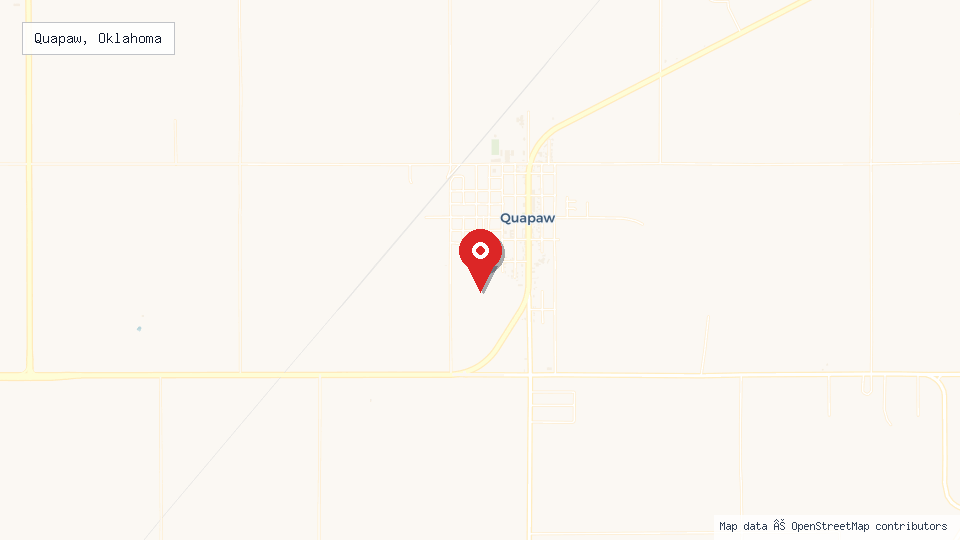 Street map of Quapaw, Oklahoma with location pin