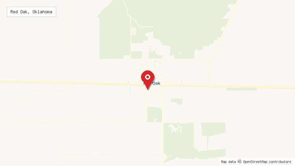 Street map of Red Oak, Oklahoma with location pin