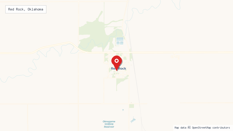 Street map of Red Rock, Oklahoma with location pin