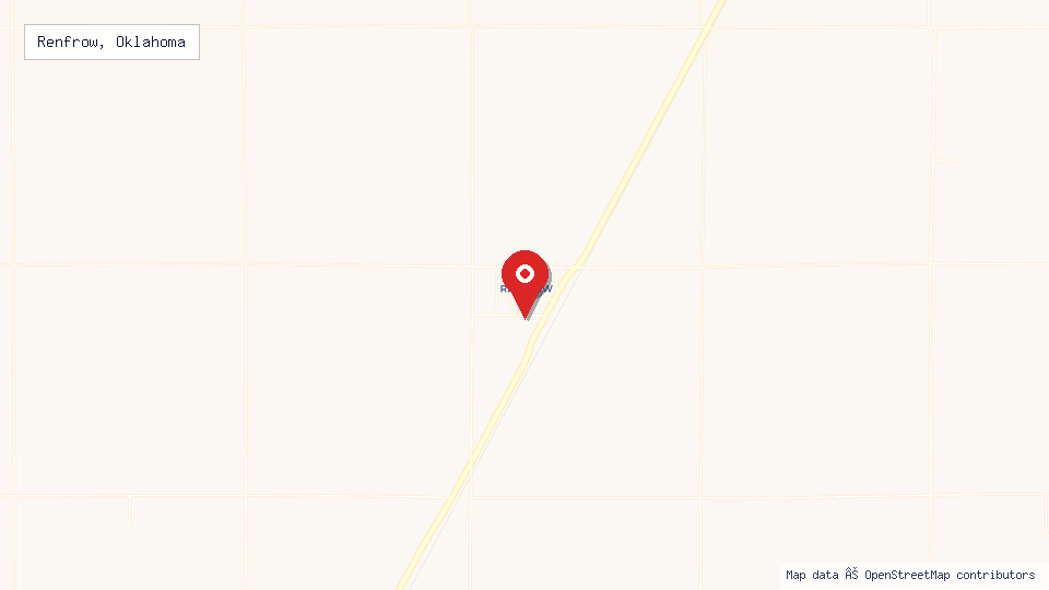Street map of Renfrow, Oklahoma with location pin