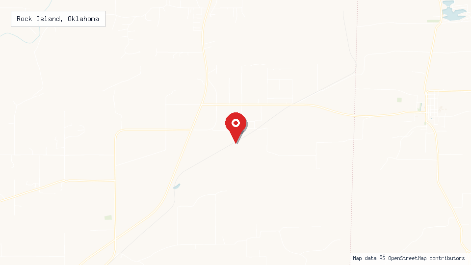 Street map of Rock Island, Oklahoma with location pin
