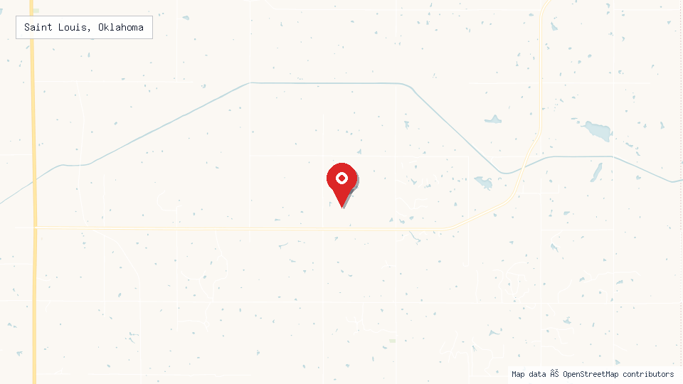 Street map of Saint Louis, Oklahoma with location pin