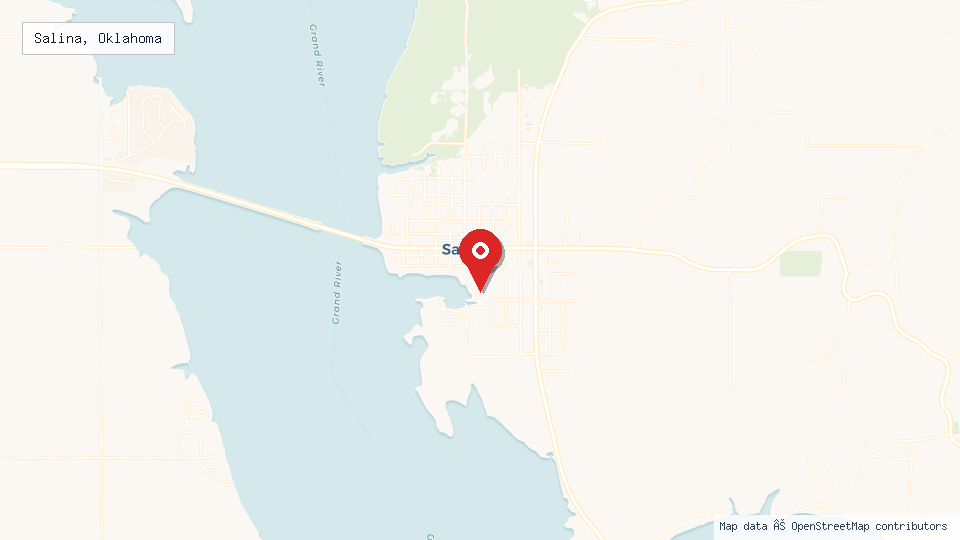 Street map of Salina, Oklahoma with location pin