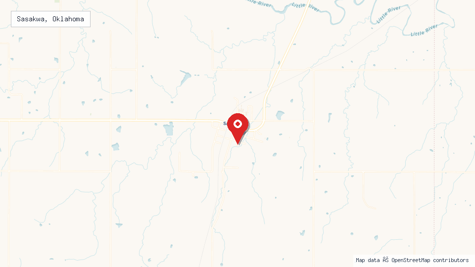 Street map of Sasakwa, Oklahoma with location pin