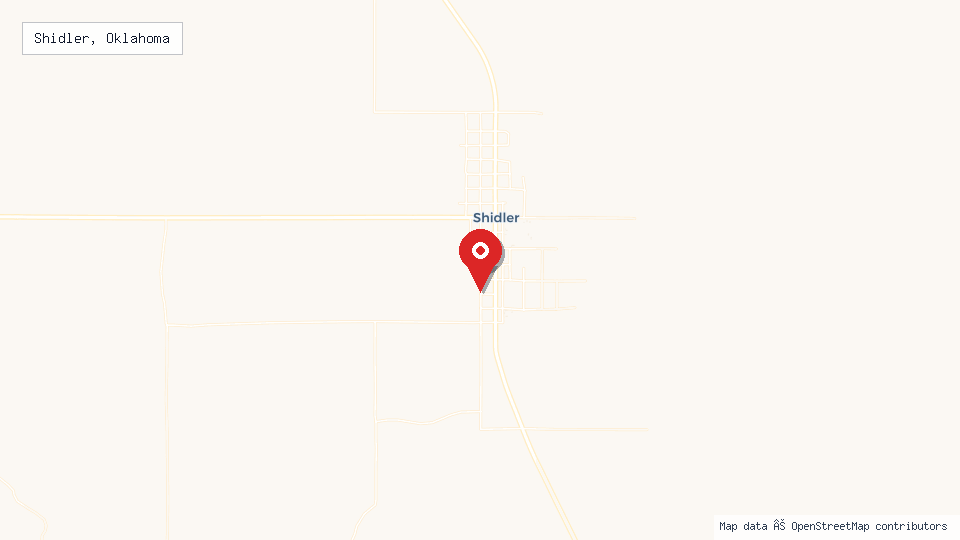 Street map of Shidler, Oklahoma with location pin