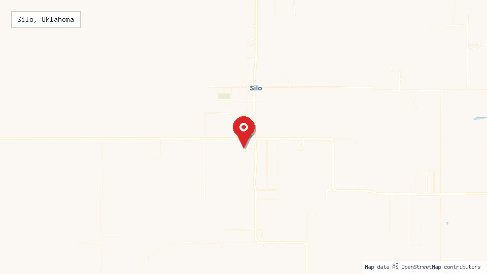 Street map of Silo, Oklahoma with location pin