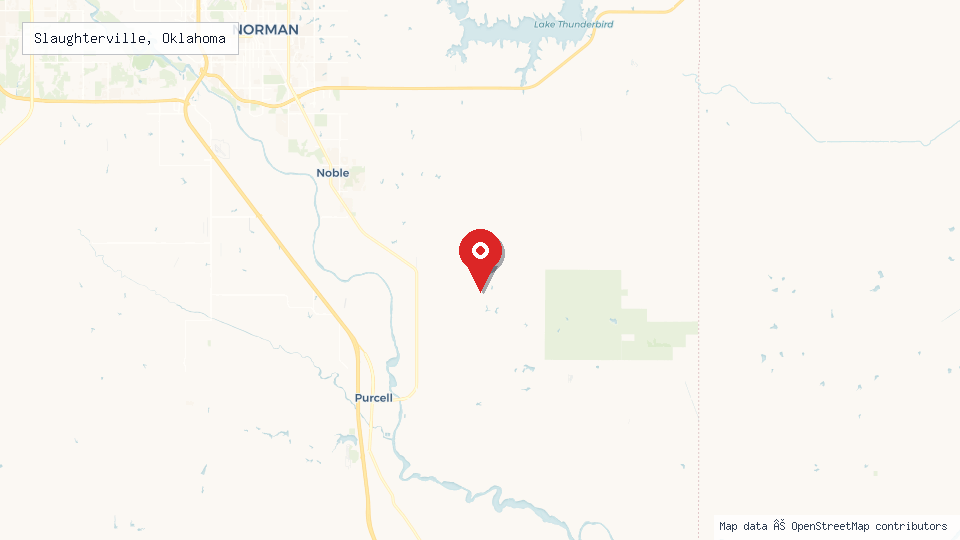 Street map of Slaughterville, Oklahoma with location pin