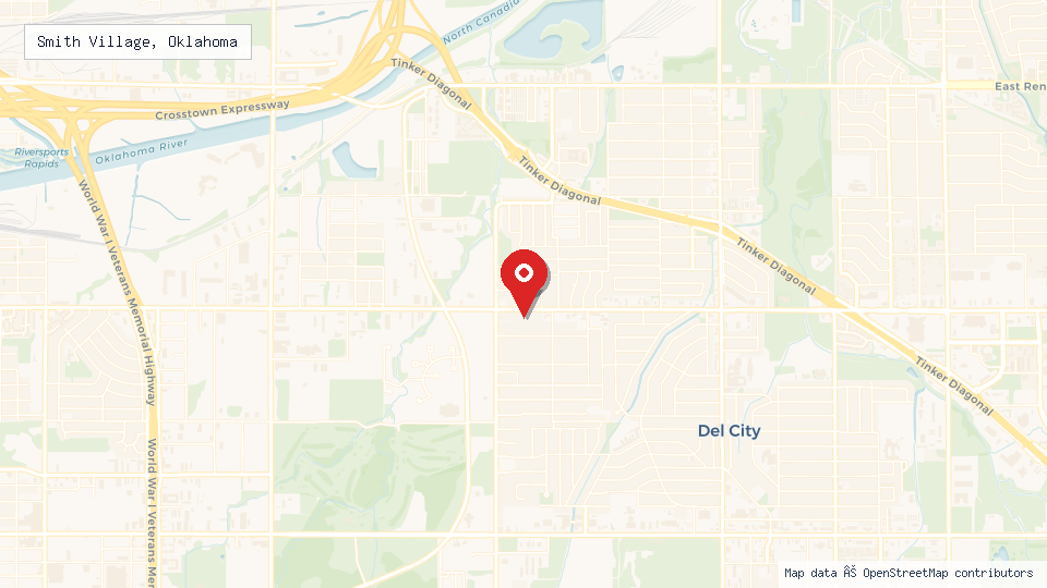Street map of Smith Village, Oklahoma with location pin