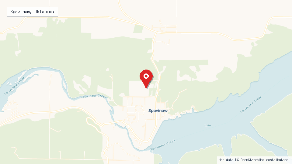 Street map of Spavinaw, Oklahoma with location pin