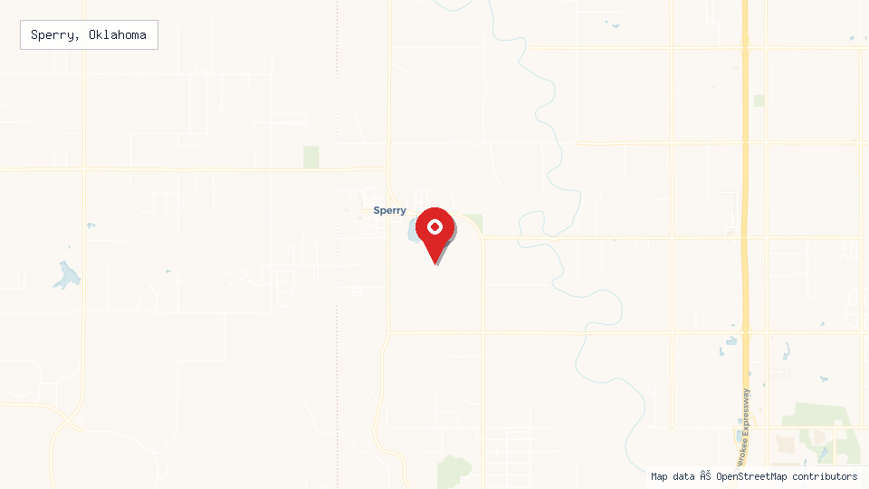 Street map of Sperry, Oklahoma with location pin