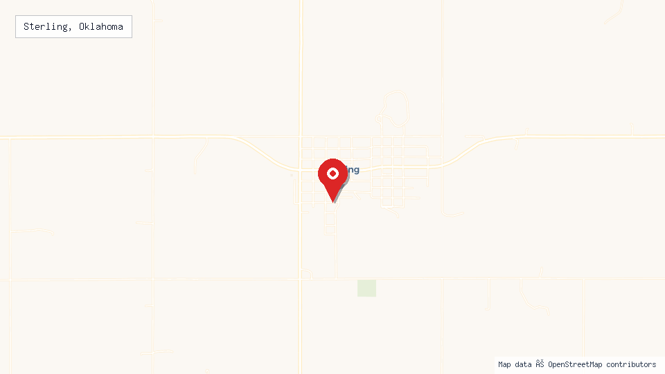 Street map of Sterling, Oklahoma with location pin