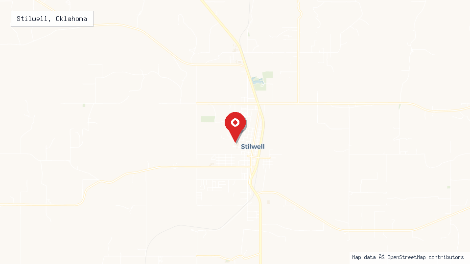Street map of Stilwell, Oklahoma with location pin