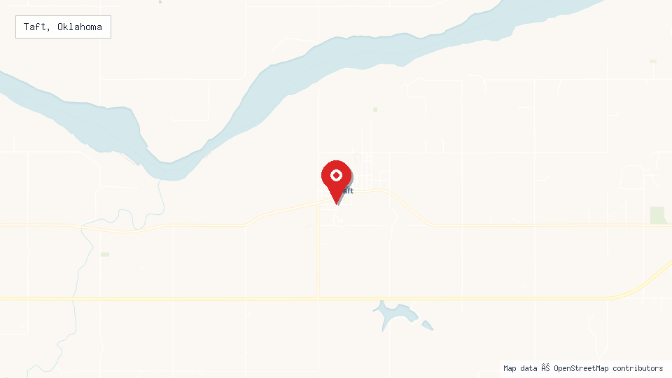Street map of Taft, Oklahoma with location pin