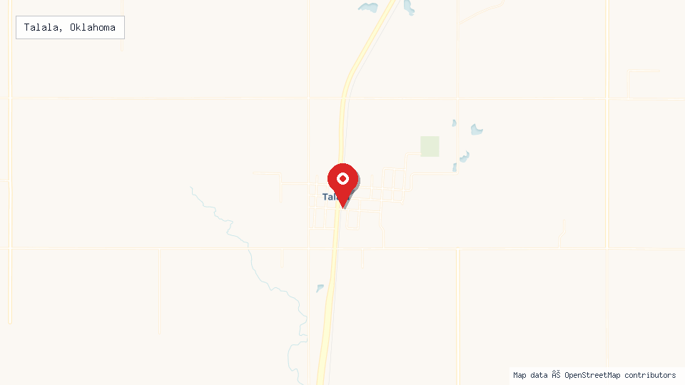 Street map of Talala, Oklahoma with location pin