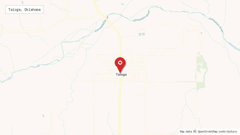 Street map of Taloga, Oklahoma with location pin