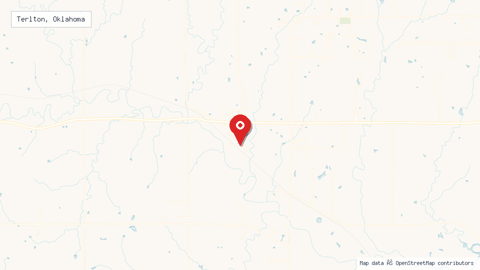 Street map of Terlton, Oklahoma with location pin