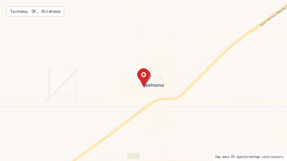 Street map of Texhoma, OK, Oklahoma with location pin