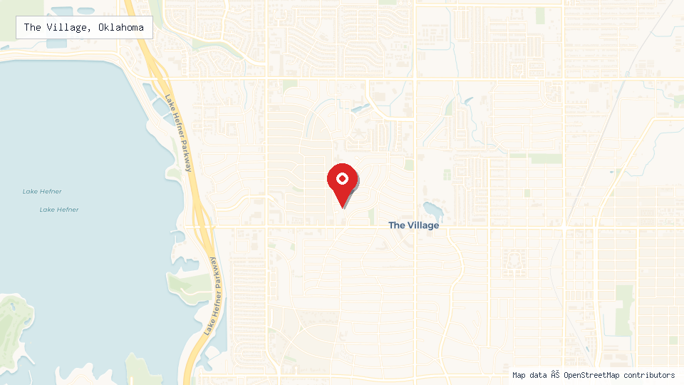 Street map of The Village, Oklahoma with location pin