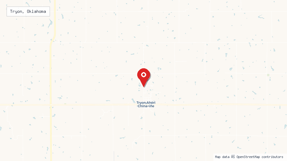 Street map of Tryon, Oklahoma with location pin
