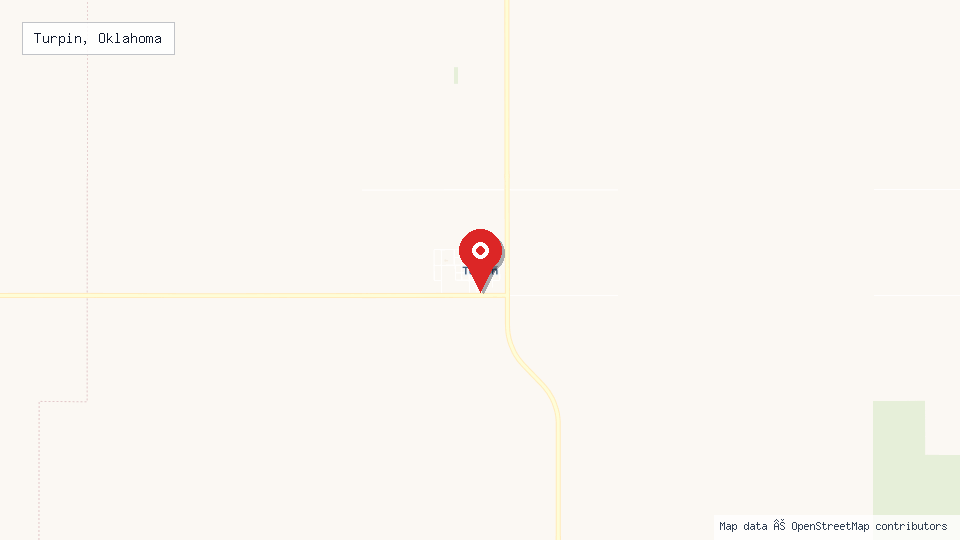 Street map of Turpin, Oklahoma with location pin