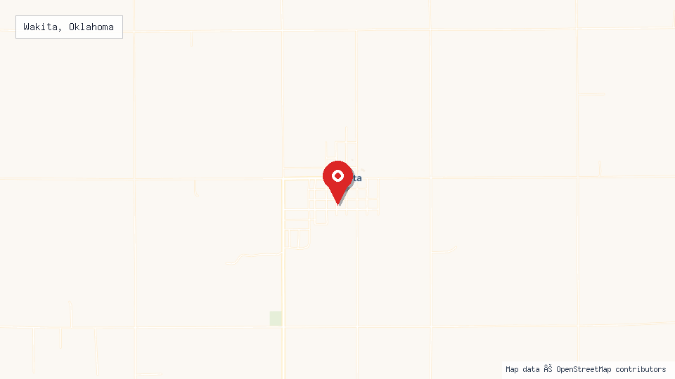 Street map of Wakita, Oklahoma with location pin