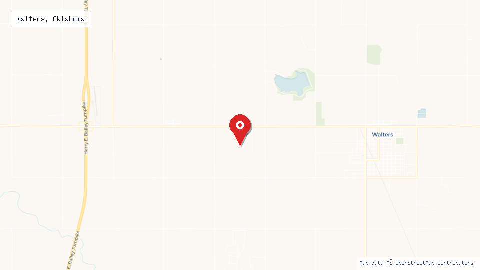 Street map of Walters, Oklahoma with location pin