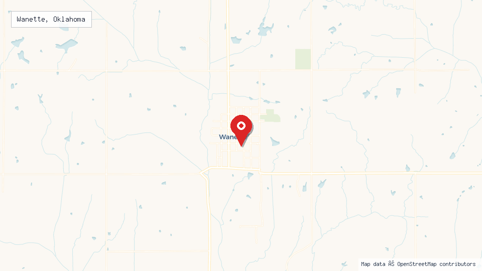 Street map of Wanette, Oklahoma with location pin