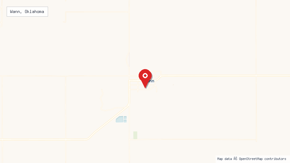 Street map of Wann, Oklahoma with location pin