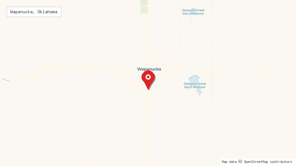 Street map of Wapanucka, Oklahoma with location pin