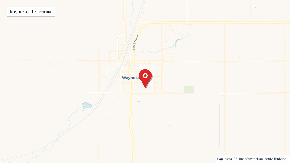 Street map of Waynoka, Oklahoma with location pin