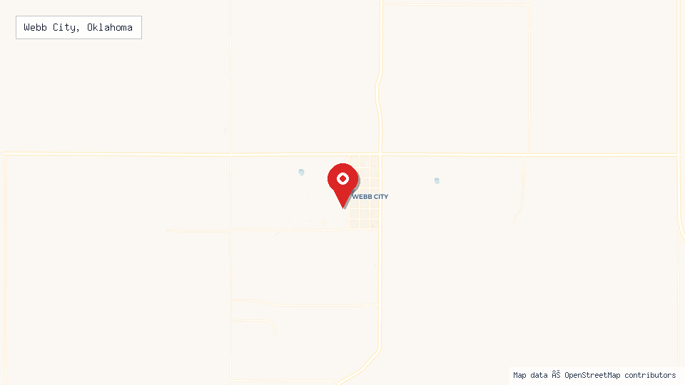 Street map of Webb City, Oklahoma with location pin