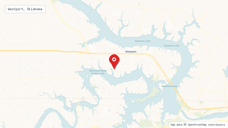 Street map of Westport, Oklahoma with location pin