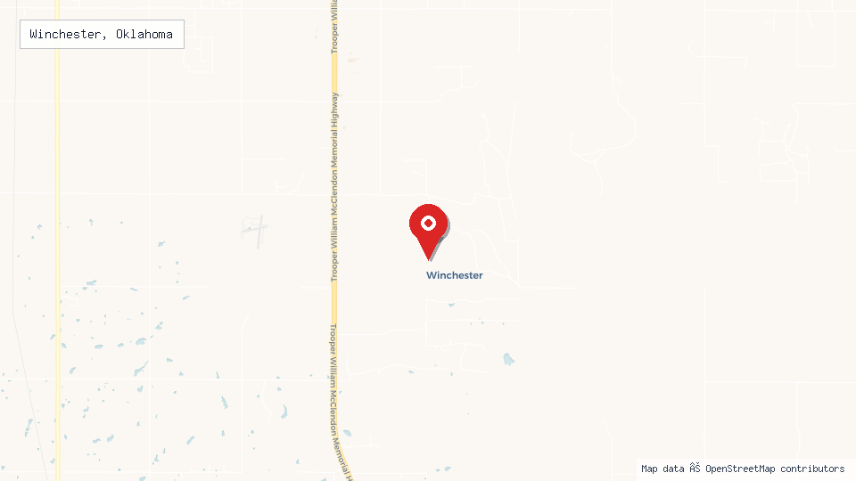 Street map of Winchester, Oklahoma with location pin
