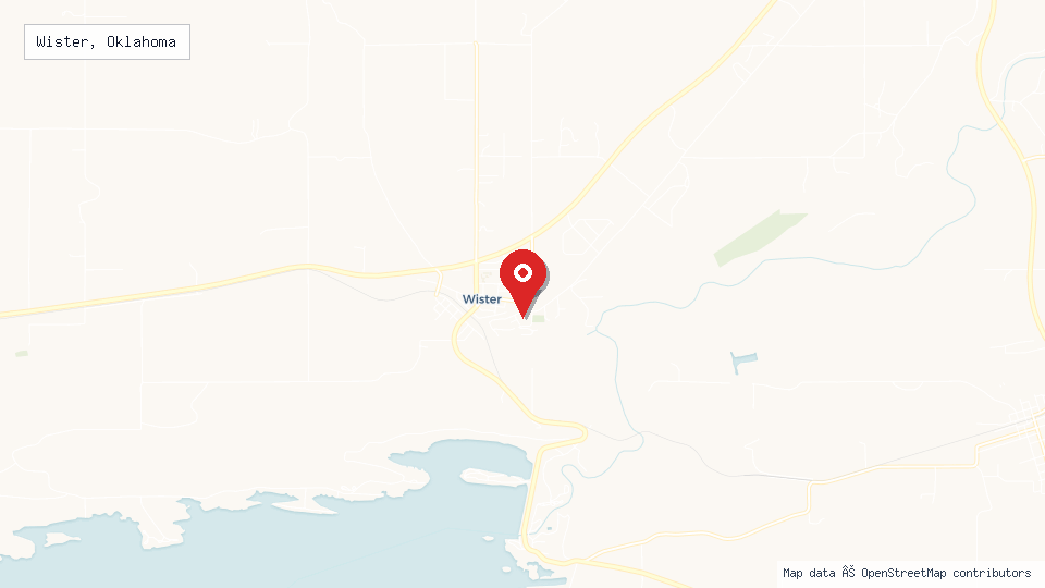 Street map of Wister, Oklahoma with location pin