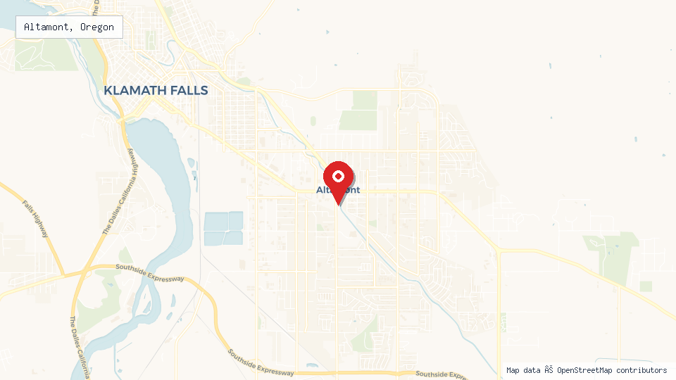 Street map of Altamont, Oregon with location pin