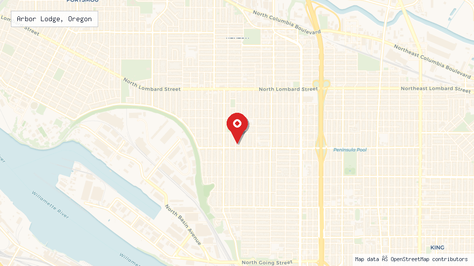Street map of Arbor Lodge, Oregon with location pin