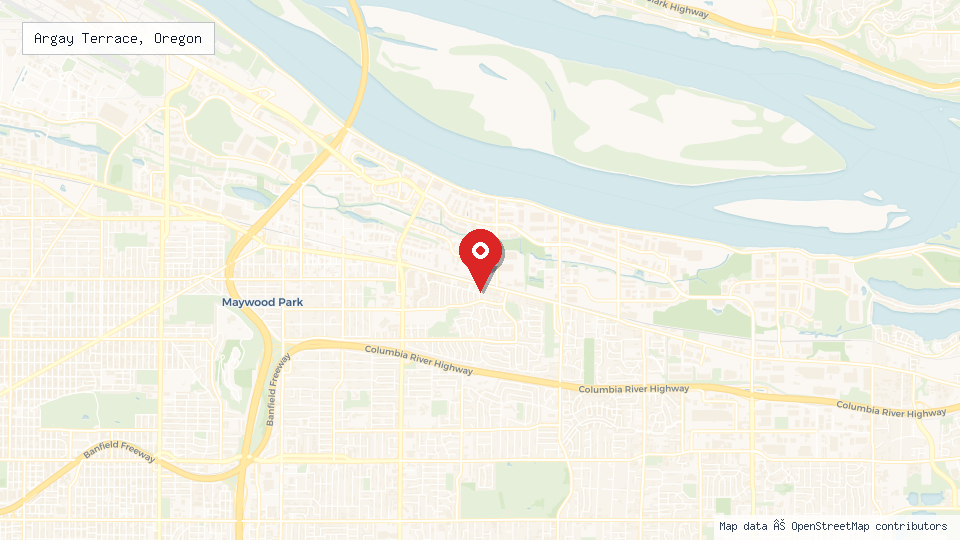 Street map of Argay Terrace, Oregon with location pin