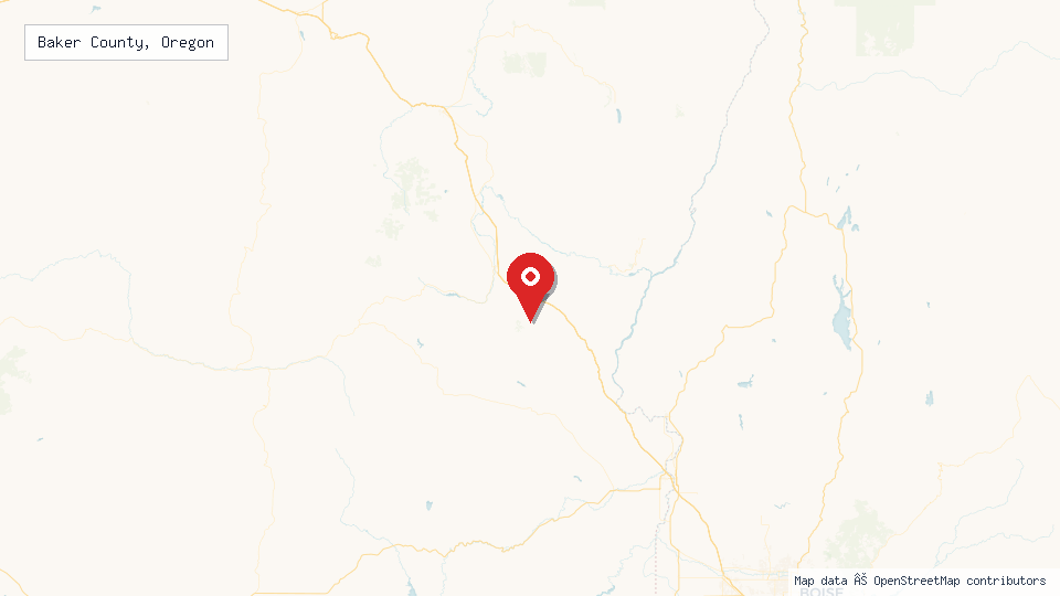 Street map of Baker County, Oregon with location pin