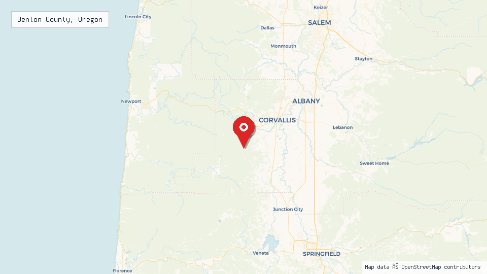 Street map of Benton County, Oregon with location pin