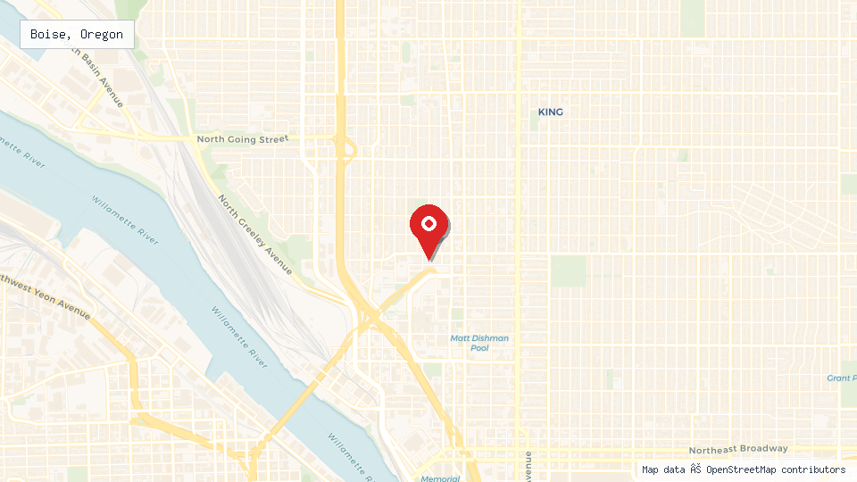 Street map of Boise, Oregon with location pin