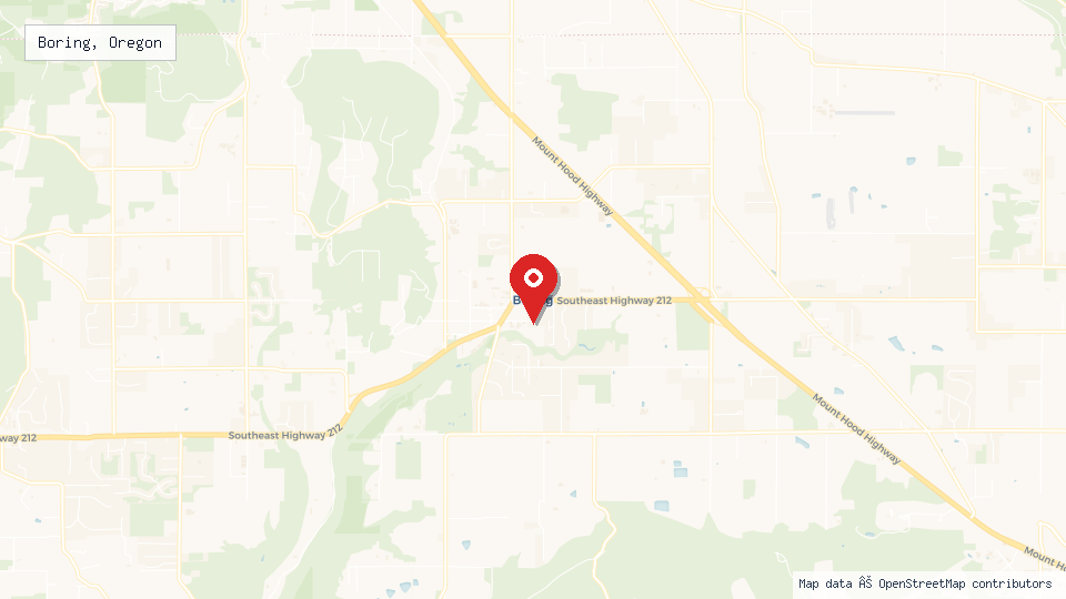 Street map of Boring, Oregon with location pin