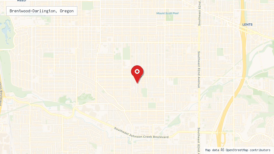 Street map of Brentwood-Darlington, Oregon with location pin