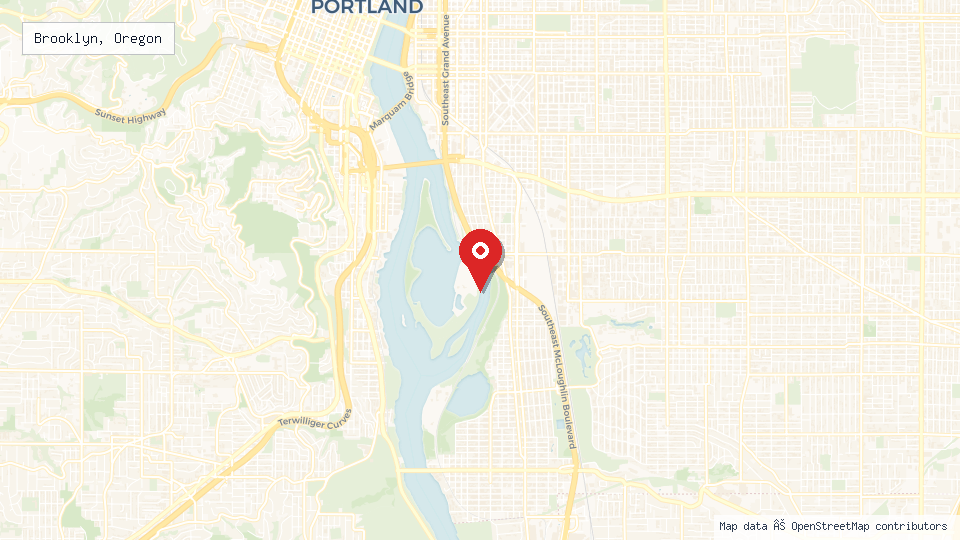 Street map of Brooklyn, Oregon with location pin