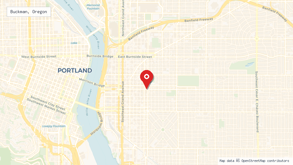 Street map of Buckman, Oregon with location pin